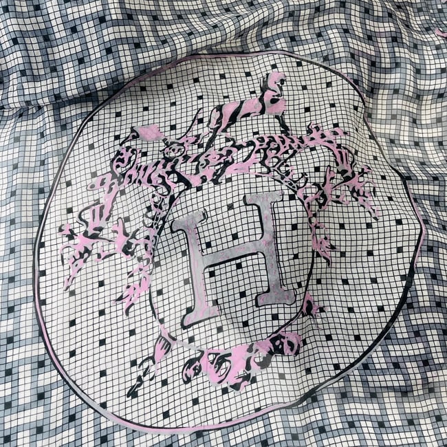 Hermes Grey Printed 100% Silk Scarf - 5