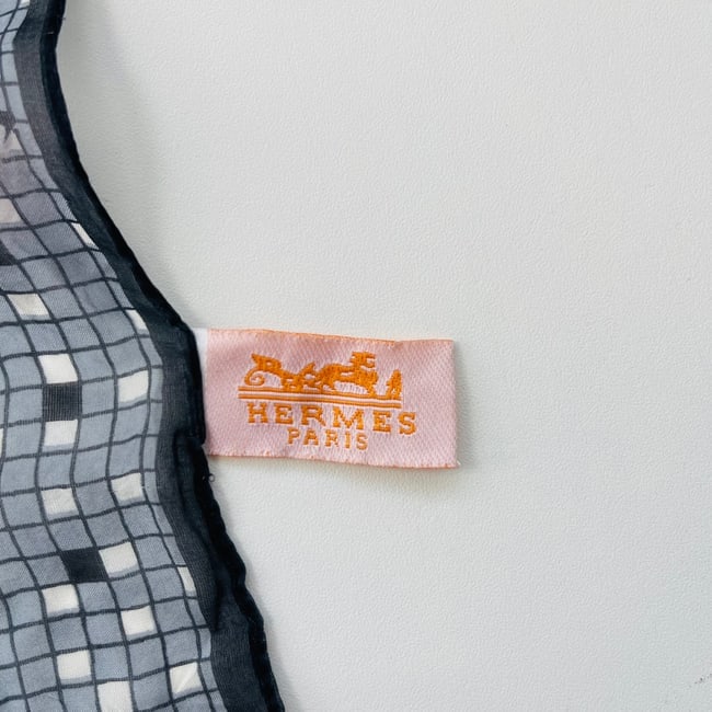 Hermes Grey Printed 100% Silk Scarf - 6