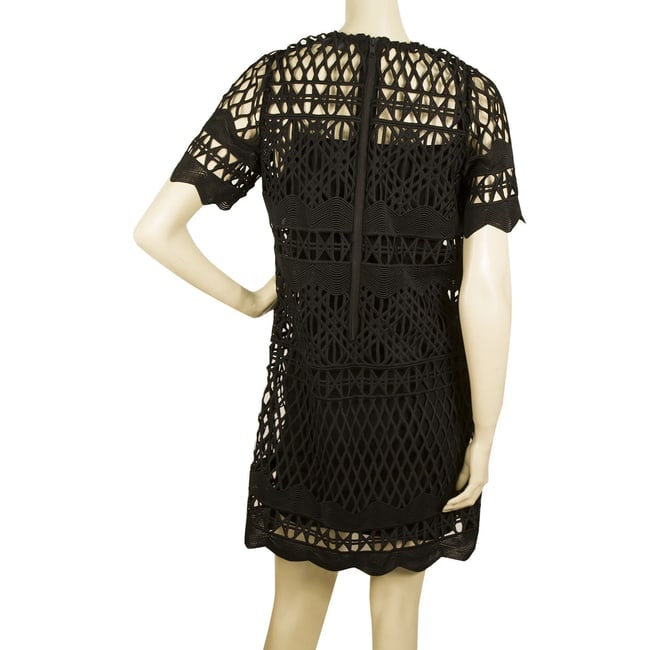 Kendall + Kylie Black Perforated Mini Length Short Sleeves dress Sz S - 2