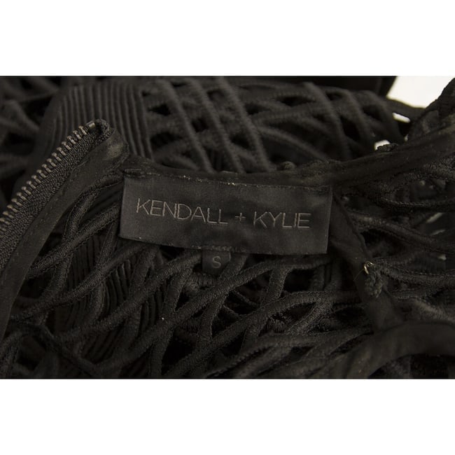 Kendall + Kylie Black Perforated Mini Length Short Sleeves dress Sz S - 4