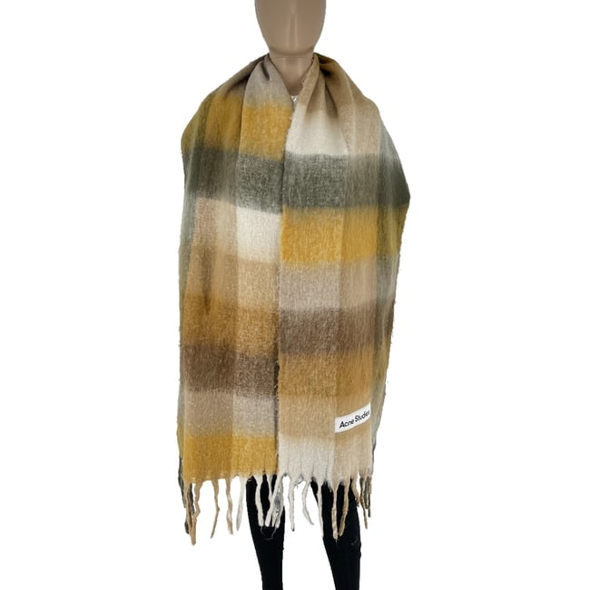 Acne Studios Beige Colored Block 80% Wool Scarf: Title:Acne Studios Beige Colored Block 80% Wool Scarf Brand:Acne Studios Date/Period:Modern Materials:80% Wool 20% Nylon Size:One Size Description:Acne Studios Beige Colored Block 80% Wool Scarf Reser