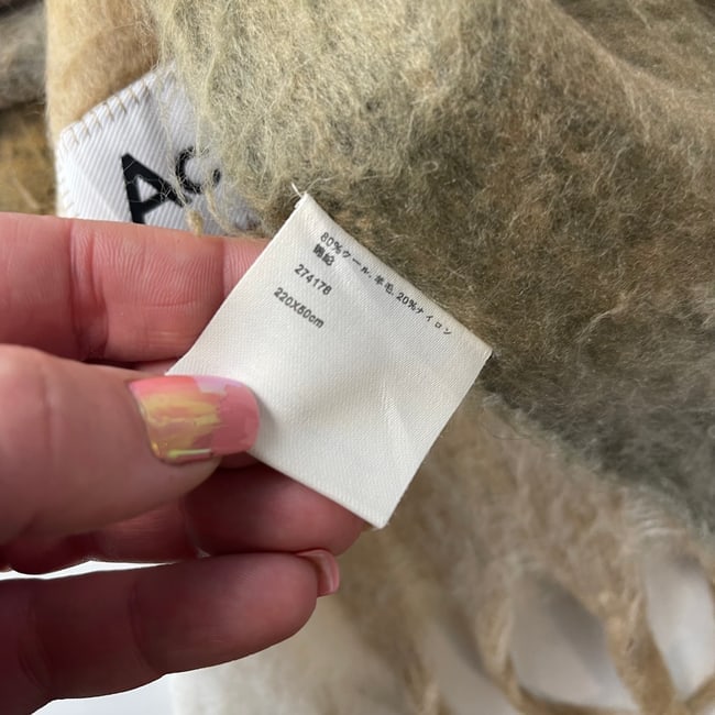 Acne Studios Beige Colored Block 80% Wool Scarf - 8