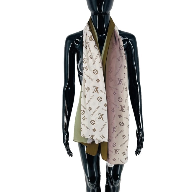 Louis Vuitton White Monogram 100% Silk Scarf - 3