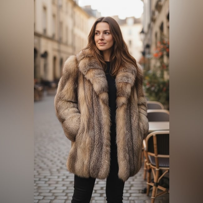 Gorgeous Dark Crystal Fox Fur Coat Jacket - 6