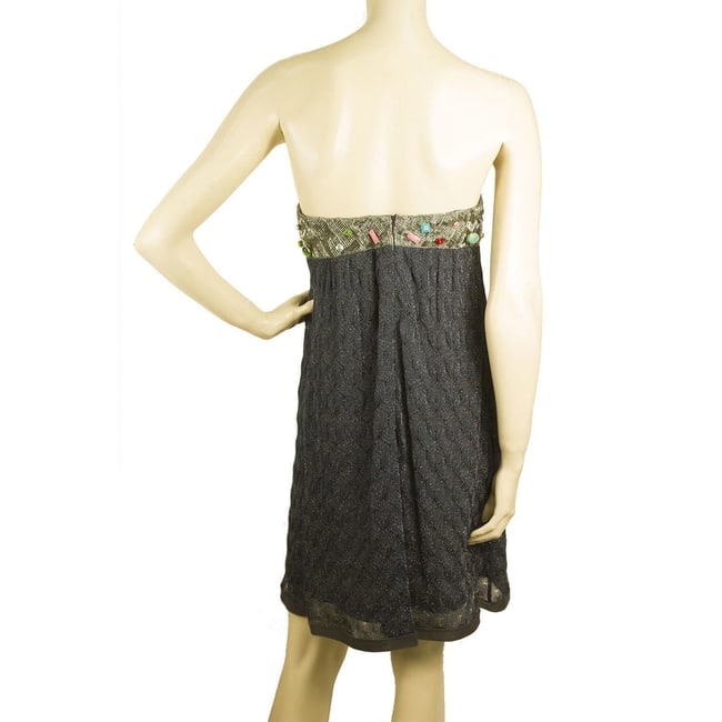Missoni Blue Gray knitted Strapless miniembellished beaded dress IT size 44 - 2