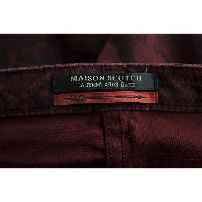 Maison Scotch Burgundy Red Snake Animal print Zipper Cuffs Trousers Pants 29 - 3