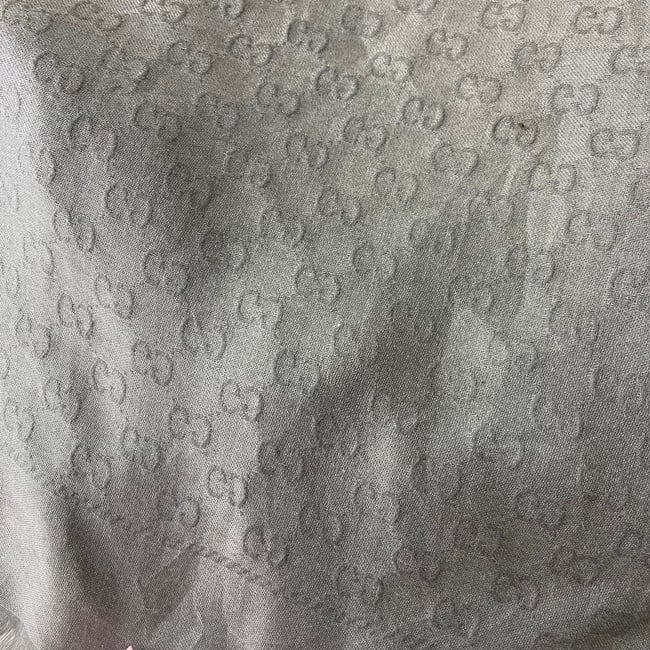 Gucci Grey Monogram Silk Wool Scarf - 7