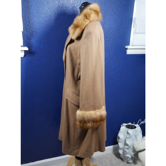 Stunning Camel Cashmere & Golden Barguzin Russian Sable Fur Coat Jacket - 3