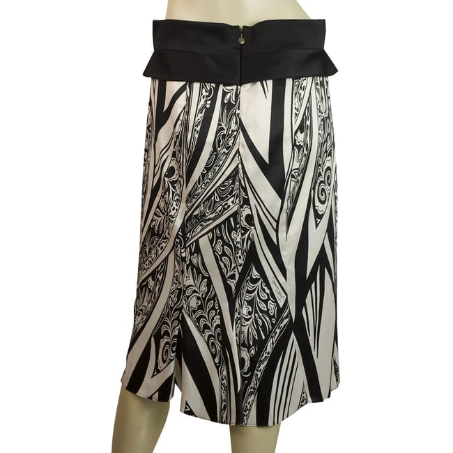 Just Cavalli Black & White Floral Print Below Knee Length Skirt Size 44 - 2