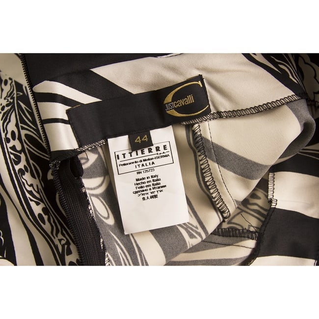 Just Cavalli Black & White Floral Print Below Knee Length Skirt Size 44 - 3