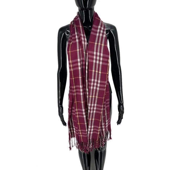 Burberry Purple Plaid 100% Wool Scarf - 2