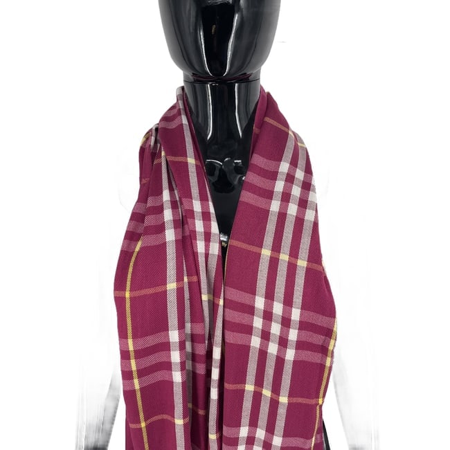 Burberry Purple Plaid 100% Wool Scarf - 3
