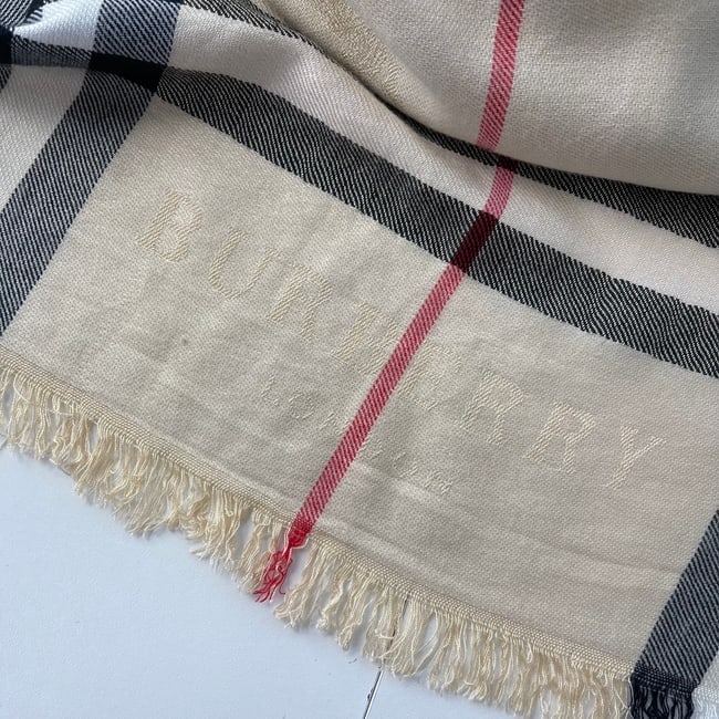 Burberry Beige Plaid 100% Cashmere Scarf - 5