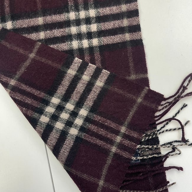 Burberry Dark Purple Plaid 100% Wool Scarf - 5