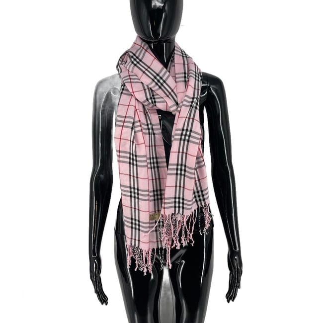 Burberry Pink Plaid 100% Cashmere Scarf - 4