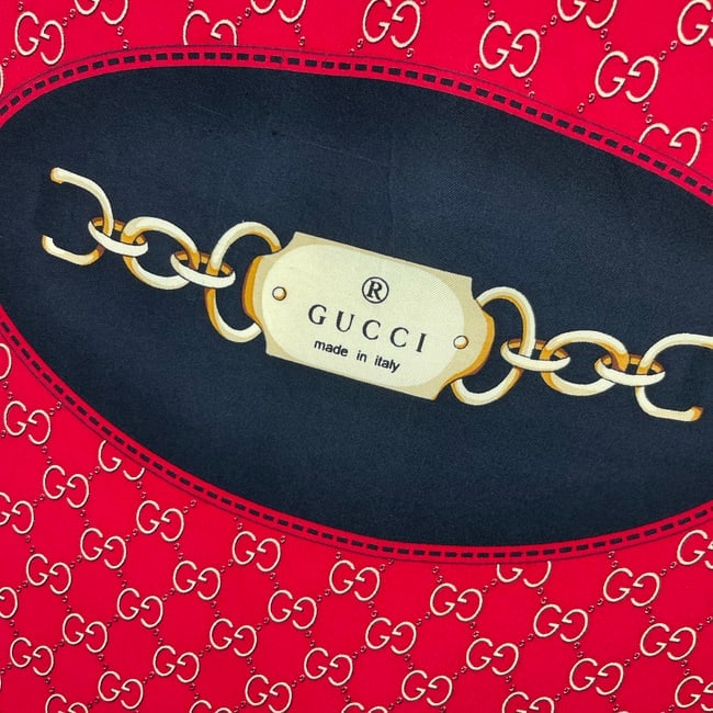 Gucci Red Printed 100% Silk Scarf - 2