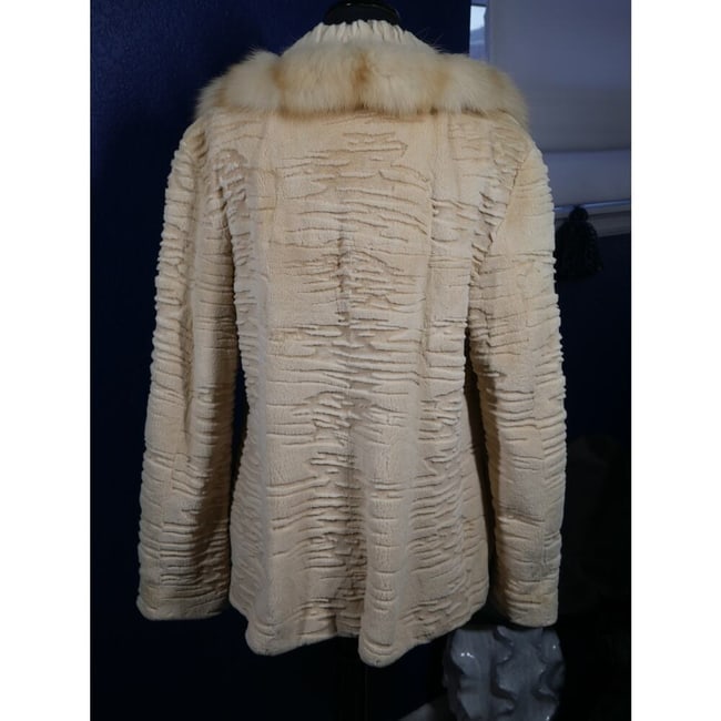 Stunning Buttercream Sheared Mink & Golden Sable Fur Coat Jacket - 4