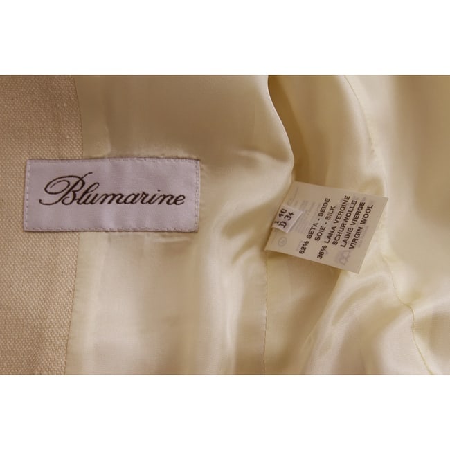 Vintage Blumarine Wool Cream Belted Jacket & Skirt silk & linen set sz 40 - 6