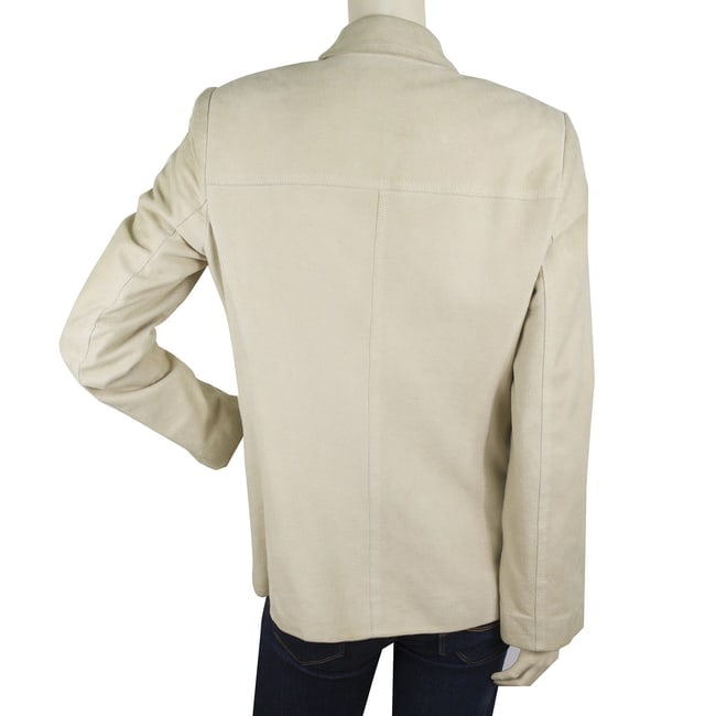 Miu Miu Beige Suede Leather Classic Three Buttons Jacket size 42 - 2