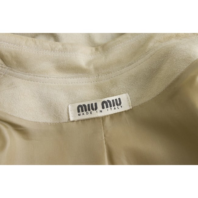 Miu Miu Beige Suede Leather Classic Three Buttons Jacket size 42 - 3