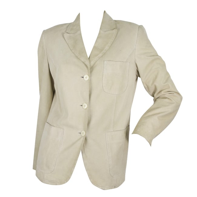 Miu Miu Beige Suede Leather Classic Three Buttons Jacket size 42 - 7