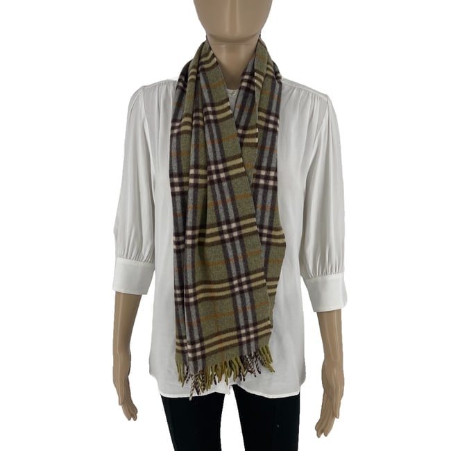 Burberry Green Plaid 100% Wool Scarf - 3