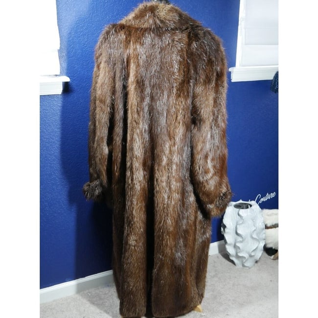 Amazing Men's Full Length Long Hair Beaver Fur Coat 50 - 3