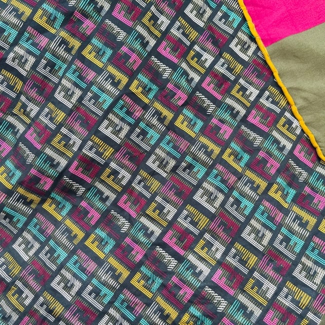 Fendi Green Monogram 100% Silk Scarf - 4