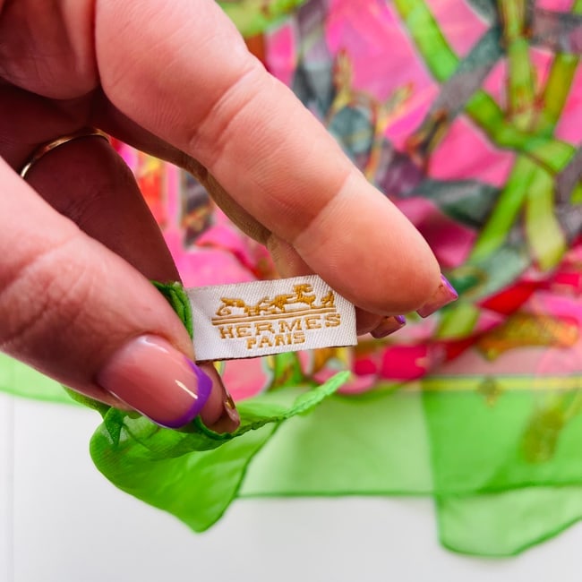 Hermes Green Printed 100% Silk Scarf - 6