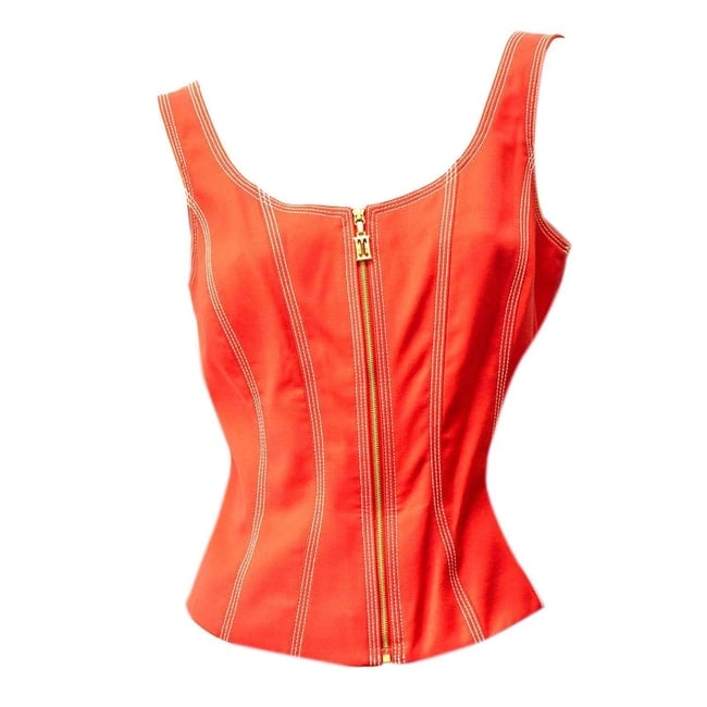 Vintage Escada Blazer and Bustier Set in Bright Orange almost Red - SZ36 / 34 - 8