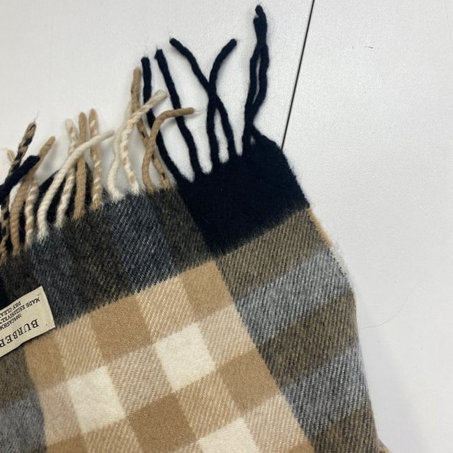 Burberry Navy Blue Plaid 100% Cashmere Scarf - 6