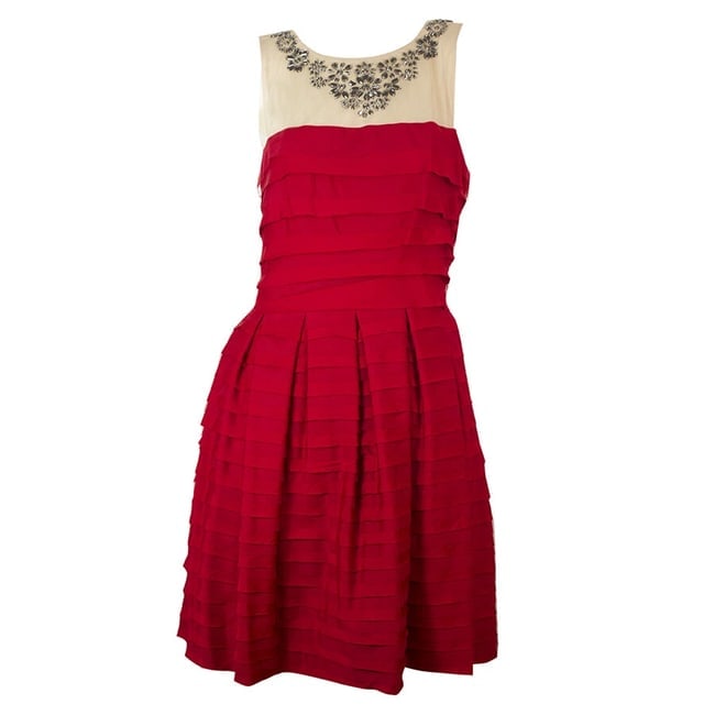 BCBG MaxAzria Red Ruffled Beaded Neckline Mini Length Dress size S - 5