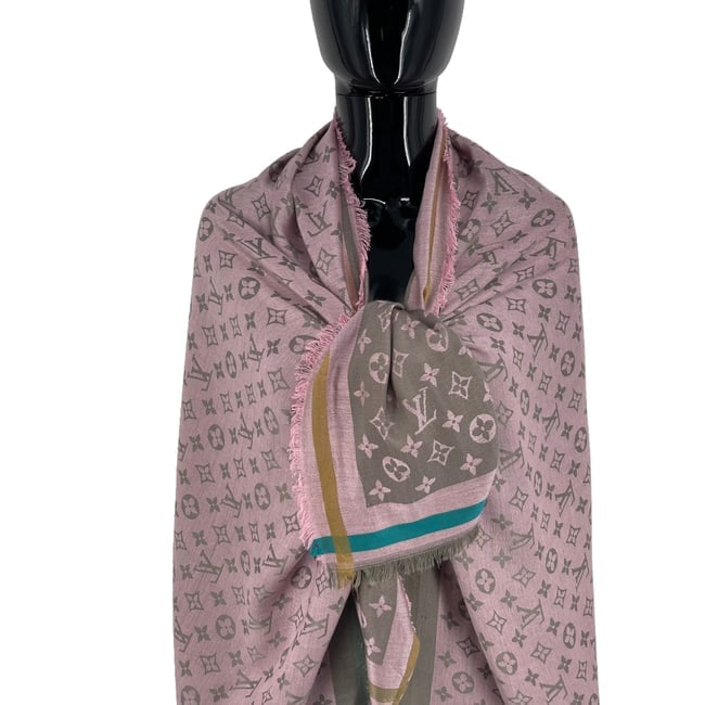Louis Vuitton Pink Reversible Silk Wool Scarf - 2