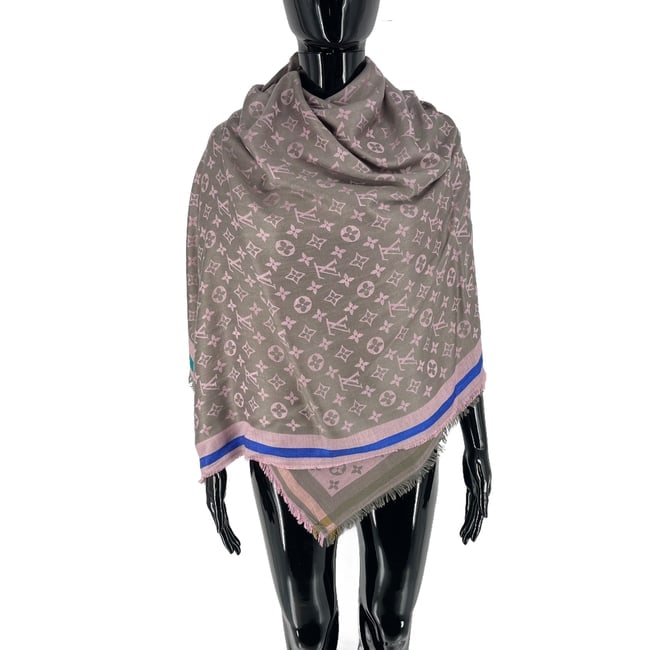 Louis Vuitton Pink Reversible Silk Wool Scarf - 4