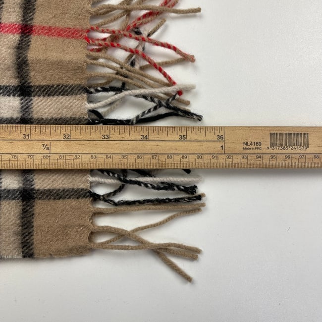 Burberry Light Brown Plaid 100% Wool Scarf - 10