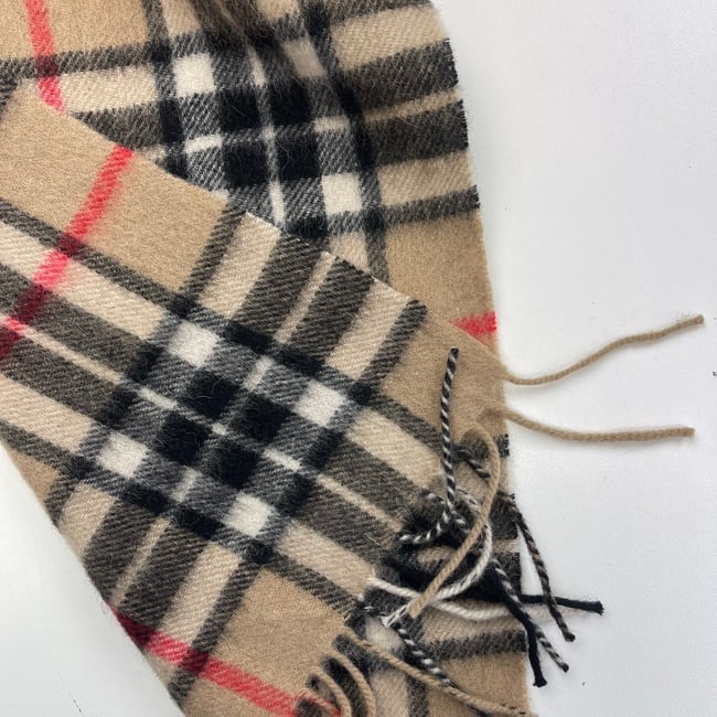 Burberry Light Brown Plaid 100% Wool Scarf - 5