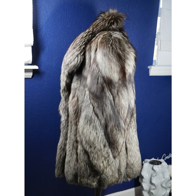 Stunning Silver Fox Fur Stroller Coat Jacket w/ Spiral dolman sleeves! XL PLUS - 2