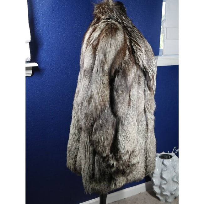 Stunning Silver Fox Fur Stroller Coat Jacket w/ Spiral dolman sleeves! XL PLUS - 4