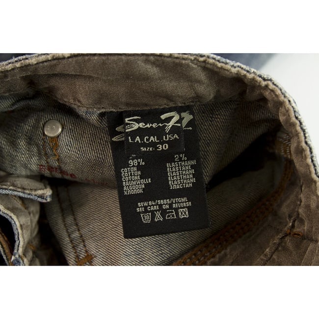 Seven 7 Blue Jeans Denim Washed Trousers Pants w. Leather Details Crystals sz 30 - 4