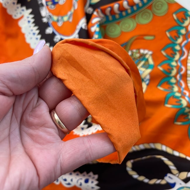 Hermes Orange Printed 100% Silk Scarf - 6