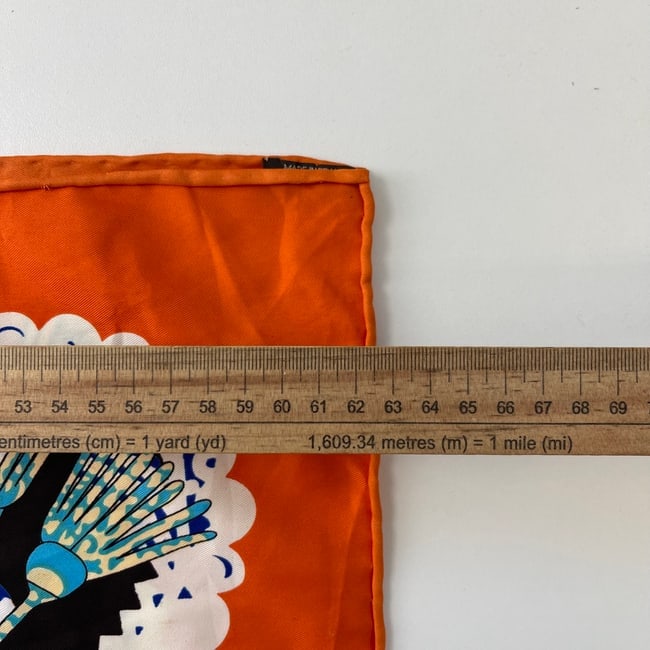 Hermes Orange Printed 100% Silk Scarf - 9
