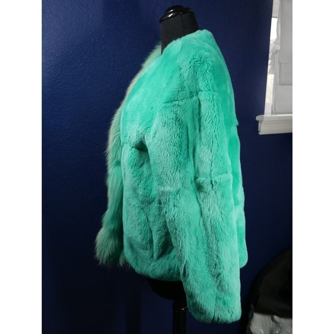 Gorgeous Fox & Rex Chinchilla Teal Fur Coat Jacket - 3