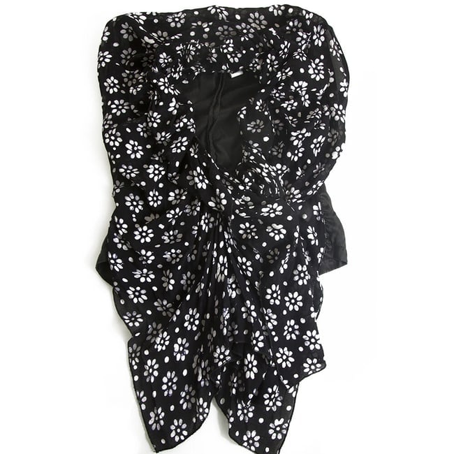 High Black & White Daisies Flowers Wrap Waterfall Front Vest Gillet Top size 44 - 6