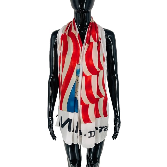 Chanel White Printed 100% Silk Scarf - 3