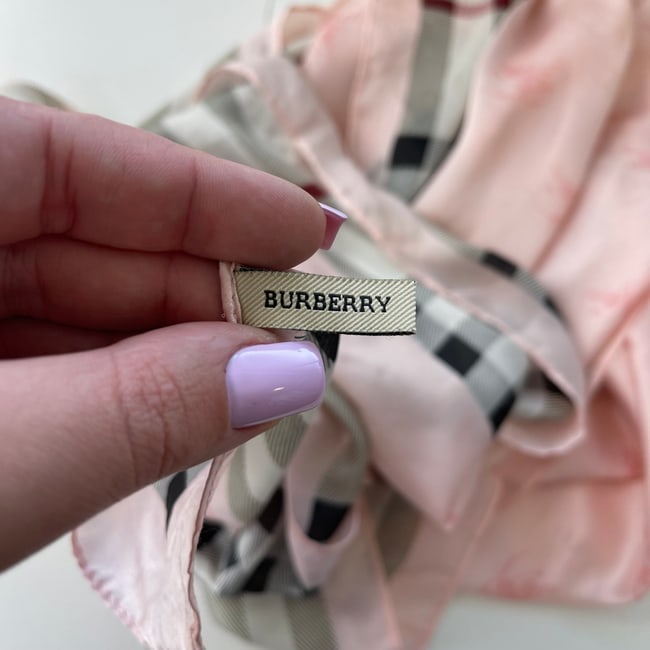 Burberry Pink Plaid 100% Silk Scarf - 6