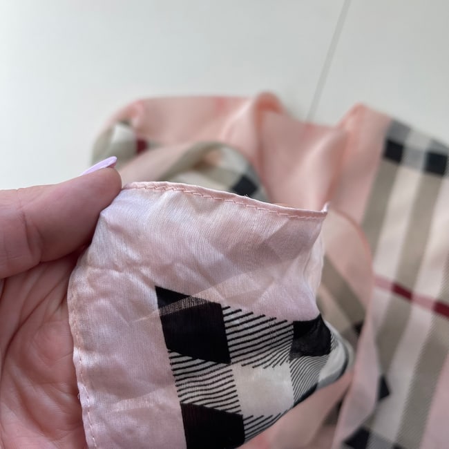 Burberry Pink Plaid 100% Silk Scarf - 9