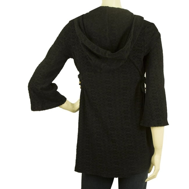 Juicy Couture Black Hooded Cover Up Casual Top Long Hoodie - Sz P - 2