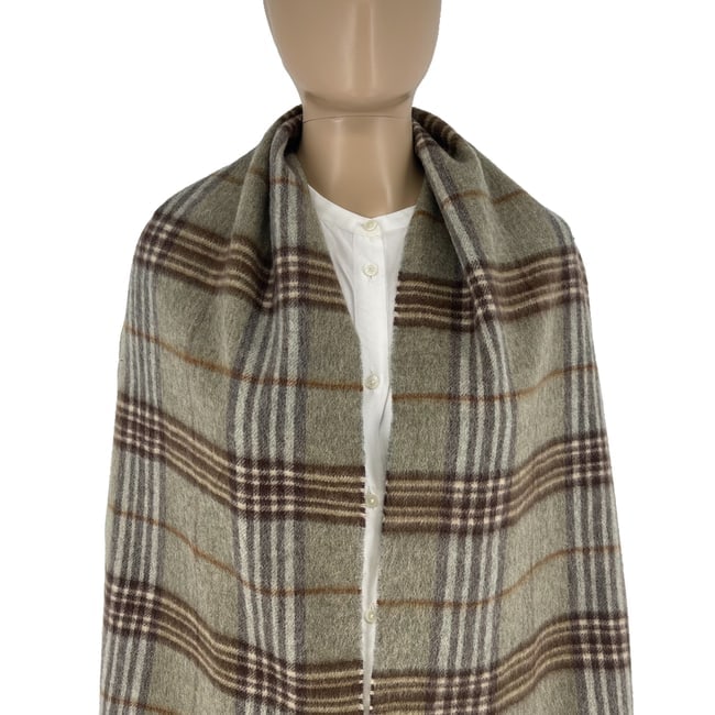 Burberry Greyish Green Plaid 50% Cashmere 50% Wool Scarf - 2