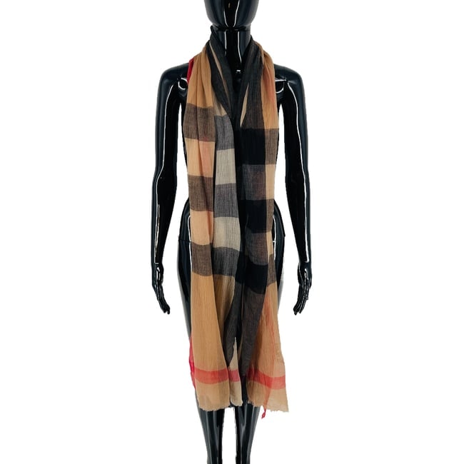 Burberry Beige Plaid 100% Cashmere Scarf - 3