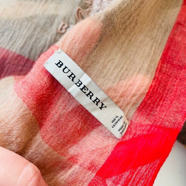 Burberry Beige Plaid 100% Cashmere Scarf - 6